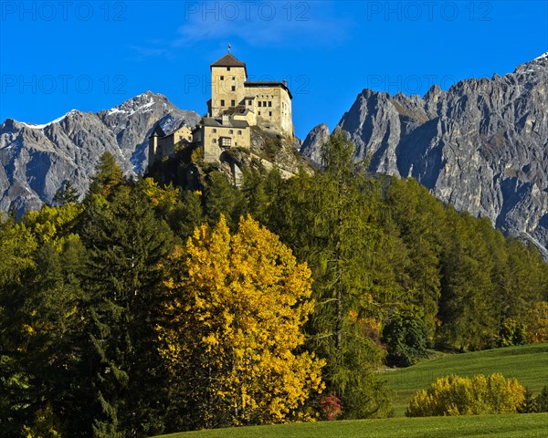 Autumn landscape with Tarasp Castle