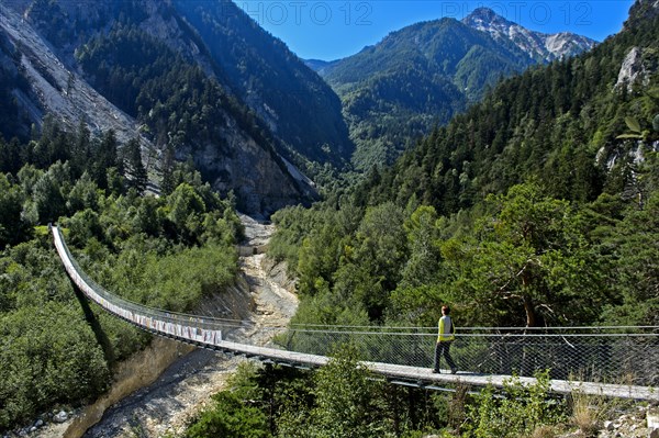 Traditional Bhutanese hanging walkway