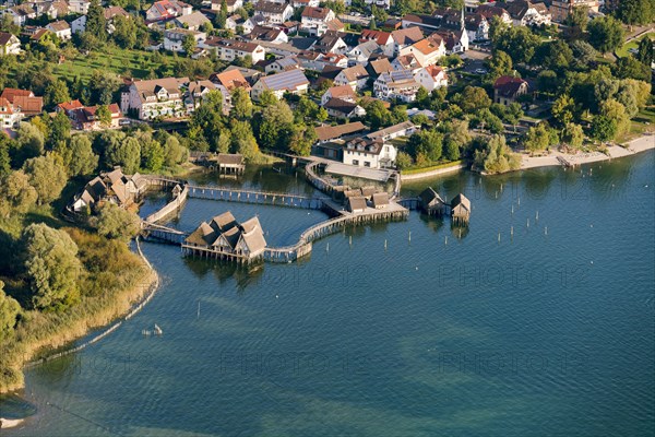 Aerial view of stilt houses