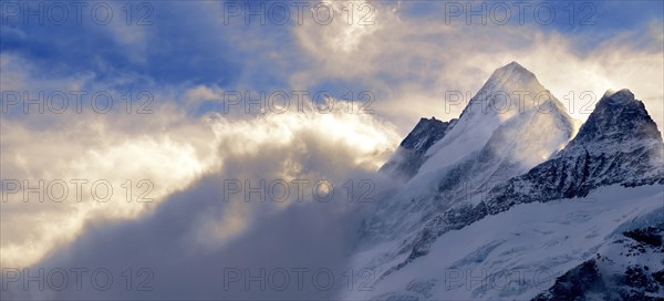 Wetterhorn Mountain in clouds