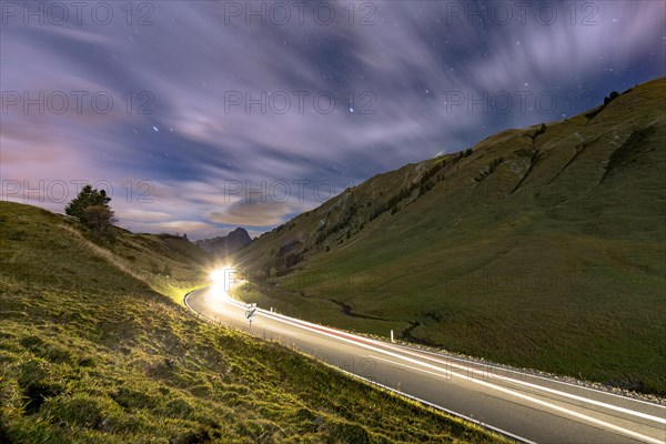 Driving car on Passstrasse at Hochtannbergpass