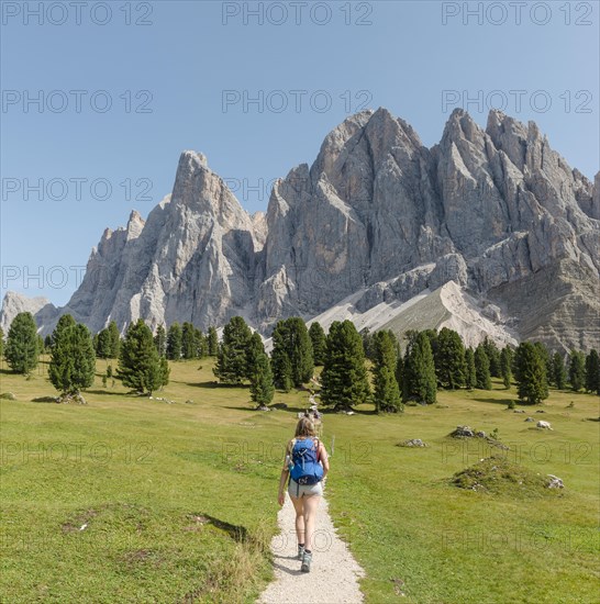 Hiker on footpath near the Gschnagenhardt Alm