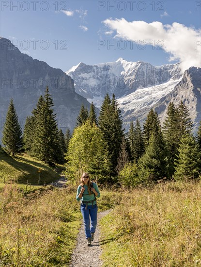 Hiker on the way to Bachalpsee