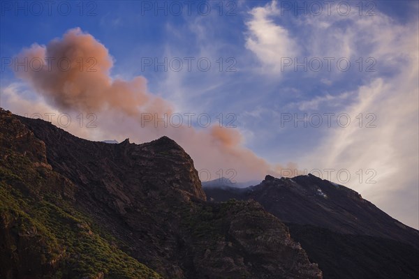 Stromboli volcano erupting