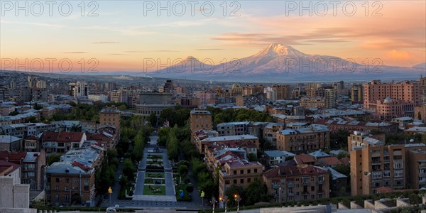 Mount Ararat and Yerevan at sunrise