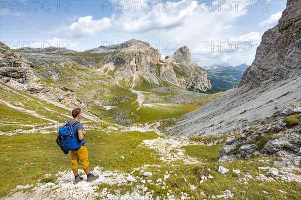 Hikers looking into a valley