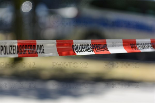 Police cordon with barrier tape