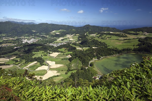 View from Miradouro do Pico Ferro into the valley of Furnas