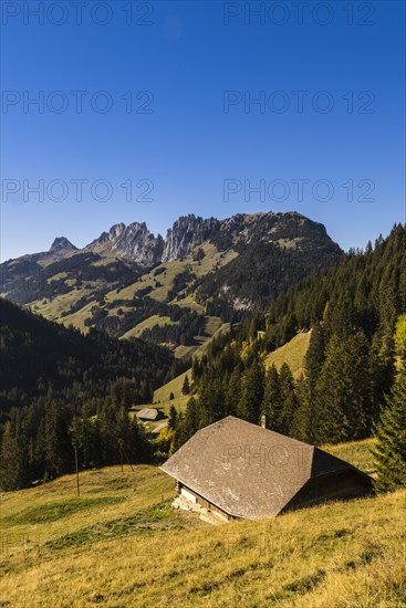 Mountain landscape at the Jaunpass in the Simmental