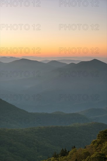 Blue Ridge Mountains from Waterrock Knob at dawn