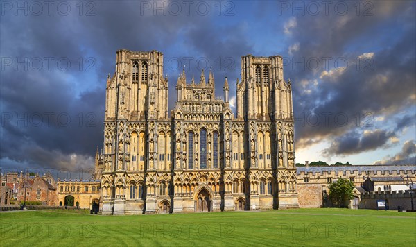 Facade of the medieval Wells Cathedral