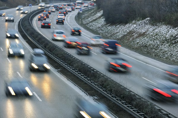 Traffic on a road in winter