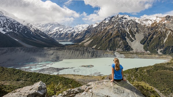 Hiker sitting on rocks