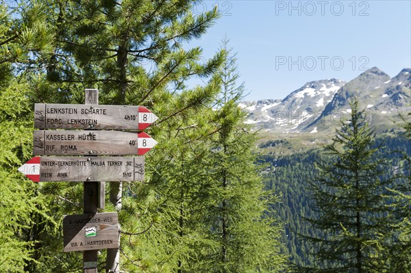 Hiking trail with signpost