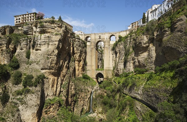 Puente Nuevo with Tajo gorge and river Rio Guadalevin