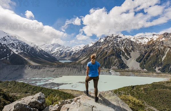 Hiker standing on rocks