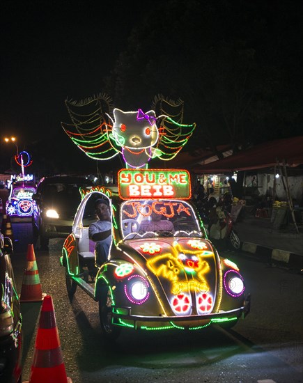 Colorful with LEDs illuminated cars