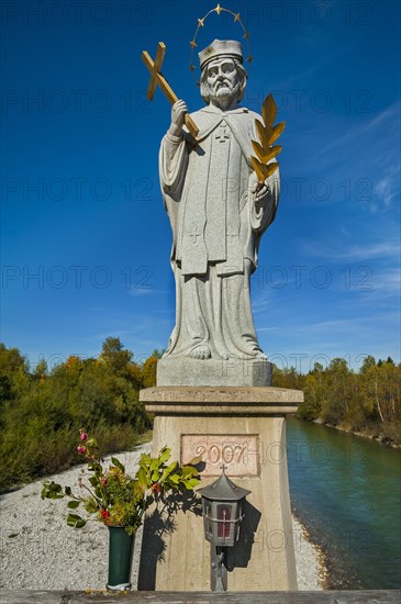 St. Johannes Nepomuk on the Isarbrucke bridge in Lenggries near Munich