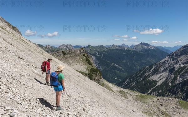 Walker in a scree field