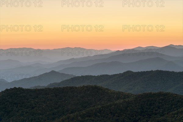 Blue Ridge Mountains from the Blue Ridge Parkway at sunset