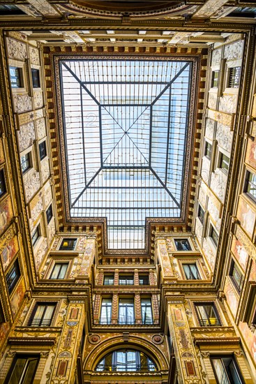 Ornately painted and decorated courtyard of the Palazzo Sciarra Galleria Sciarra