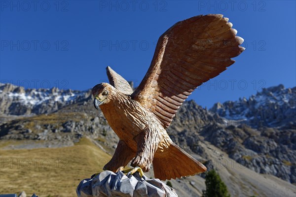 Carved eagle on adventure path LatemarNatura