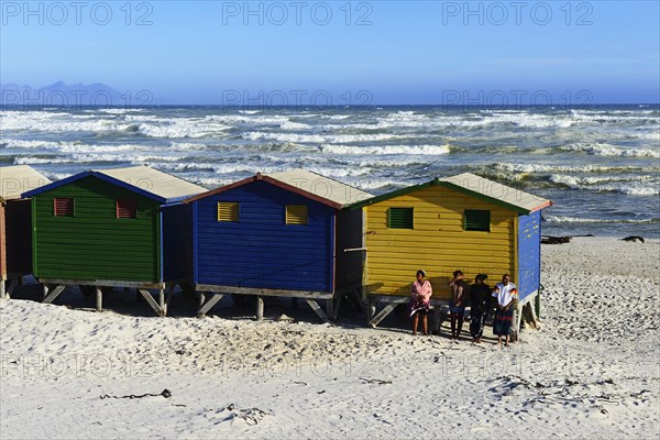 Colorful beach cottages on the sandy beach