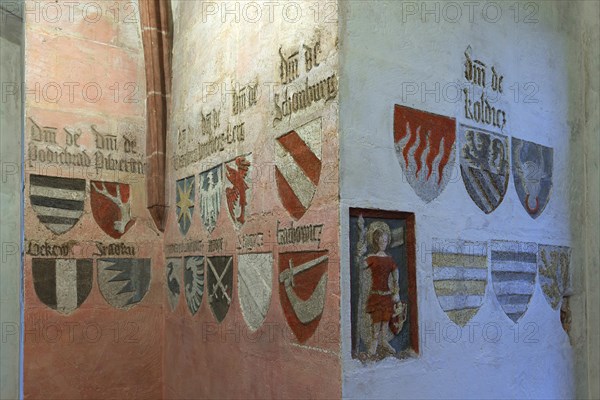 Coat of arms in the gothic coat of arms hall in the Wenceslas castle