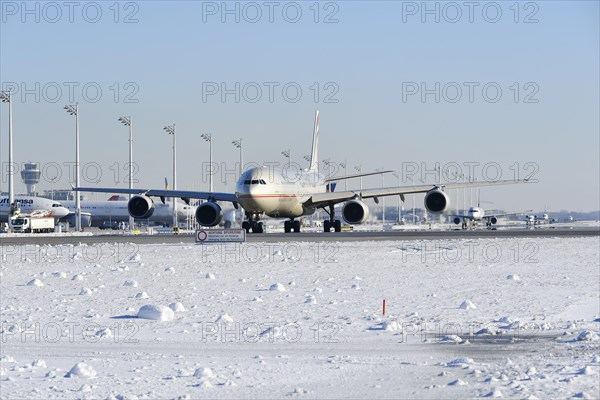 Aircraft on snowy runway