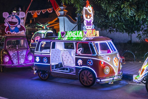 Car illuminated with colourful LEDs