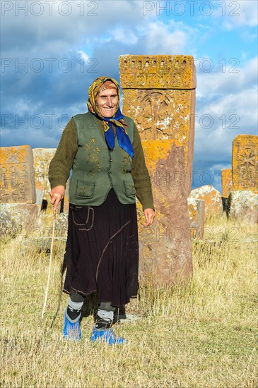 Woman at Medieval Khachkars