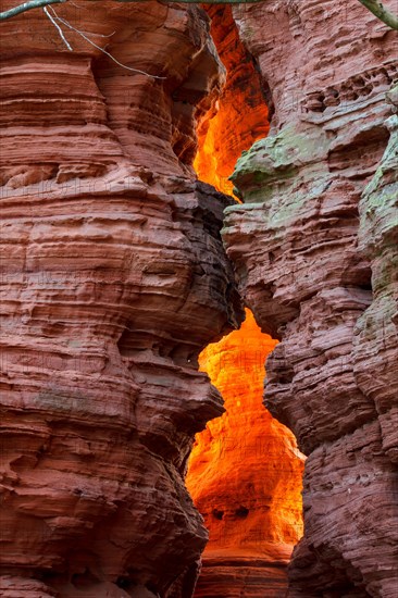 Altschlossfelsen glowing orange-red through the inciding sun