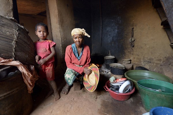 Woman and boy in kitchen