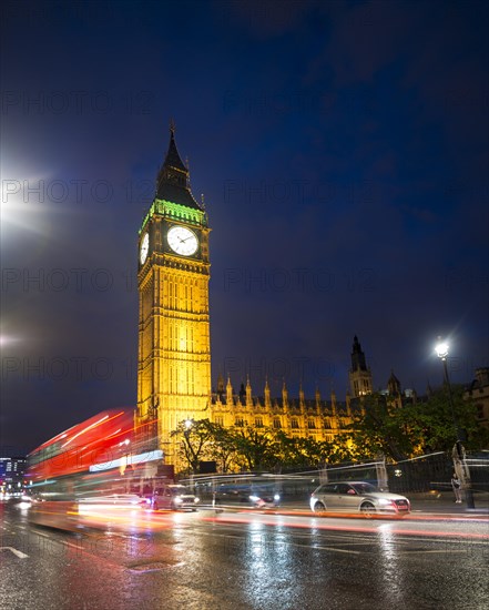 Red double-decker bus in front of Big Ben