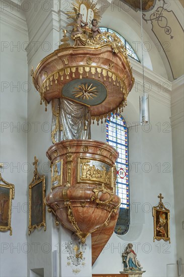 Pulpit in the church to our dear woman in Oberaudorf