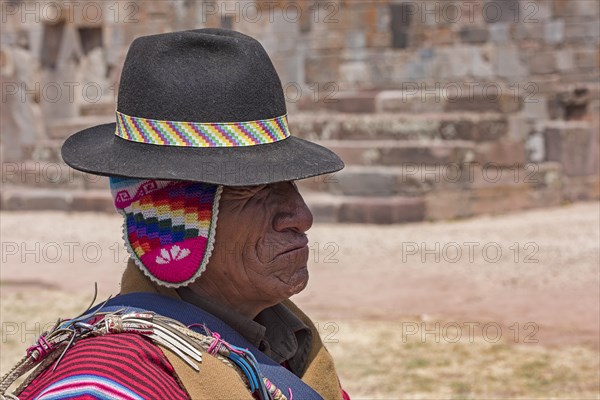 Indigenous man in typical national clothing with typical hat