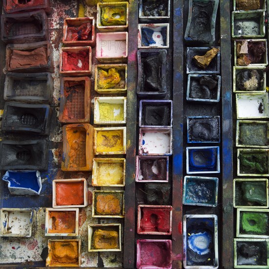 Box of watercolor paints used