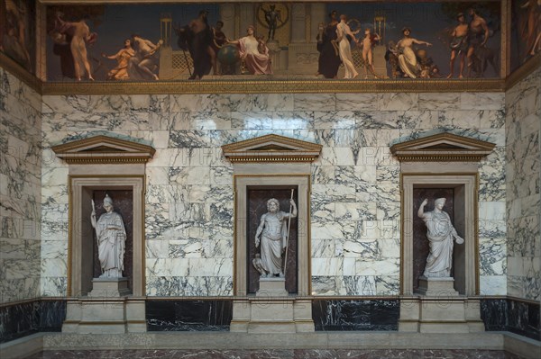 Sculptures and frieze in stairwell of Austrian Parliament