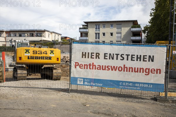 Construction site for a new residential building with condominiums and penthouses