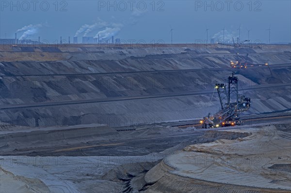 Lignite opencast mine at night