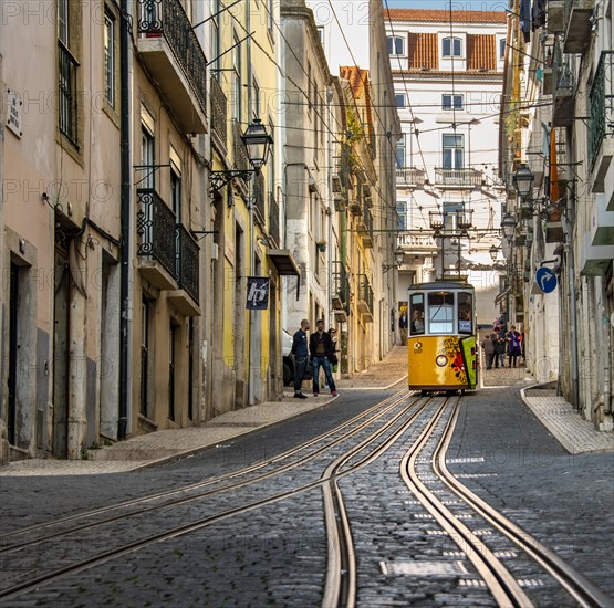 Rails with funicular Elevador da Bica