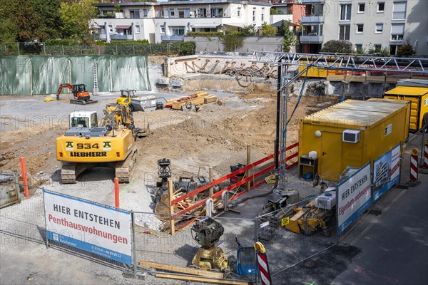 Construction site for a new residential building with condominiums and penthouses