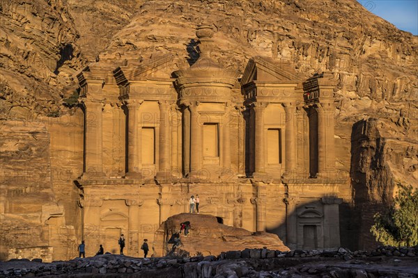 Visitors in front of the rock temple Monastery Ad Deir