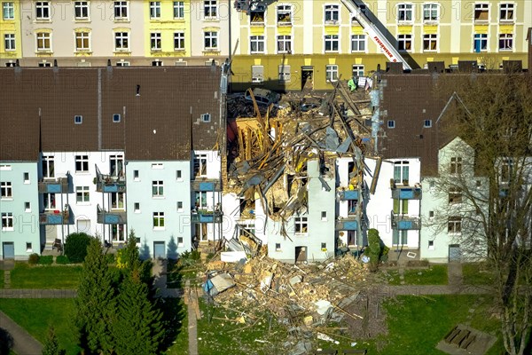 Explosion in a three-story apartment building