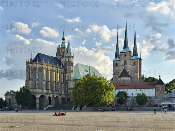 Cathedral Square with Erfurt Cathedral and parish church St. Severi