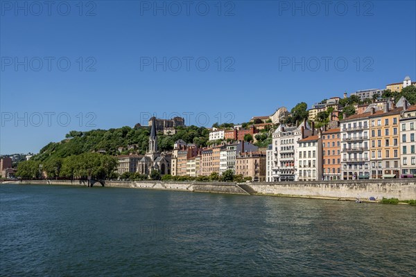 Town across the Saone River with Church of Saint Georges, Lyon