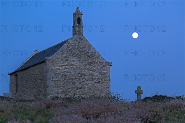 Chapel St. Samson near Landunvez at full moon