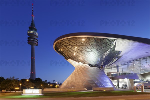 BMW World with television tower at the Olympiazentrum