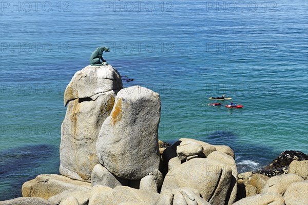 Rock with Leopard Sculpture by the Sea