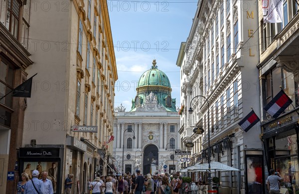 Shopping street Kohlmarkt with Hofburg Imperial Palace